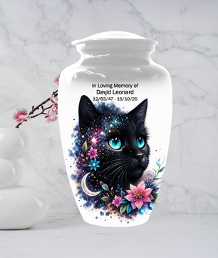 Black Cat Urn for Ashes, Custom Cat Memorial Urn, Pet Cremation Urn