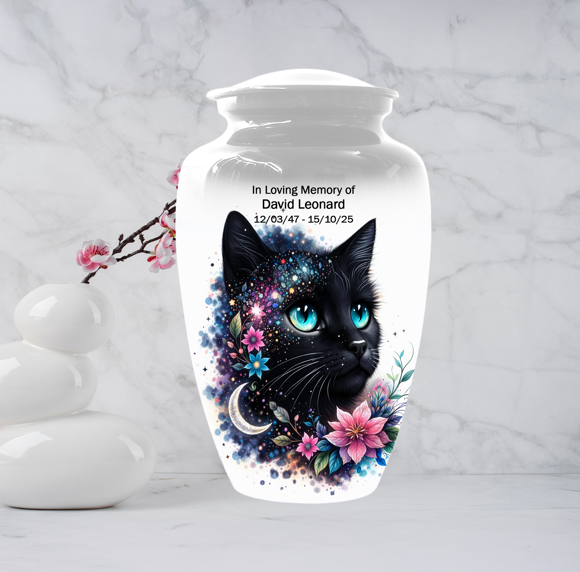 Black Cat Urn for Ashes, Custom Cat Memorial Urn, Pet Cremation Urn