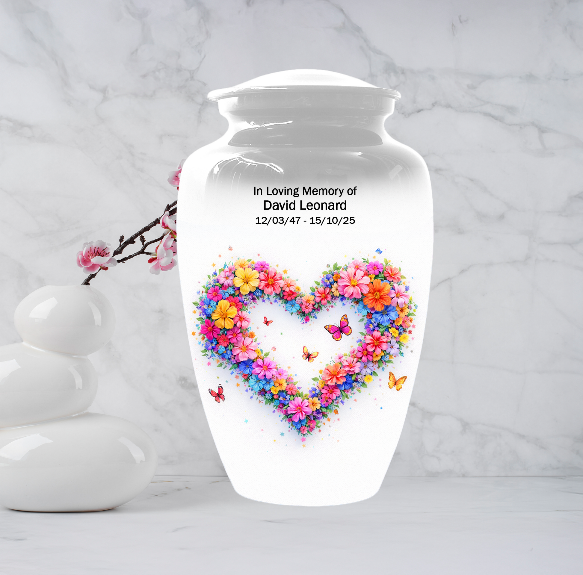 Butterfly Heart Urn for Ashes, Custom Floral Cremation Urn for Mom
