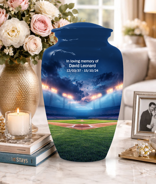 Baseball Urn for Ashes, Custom Baseball Memorial Urn, Stadium Cremation Urn