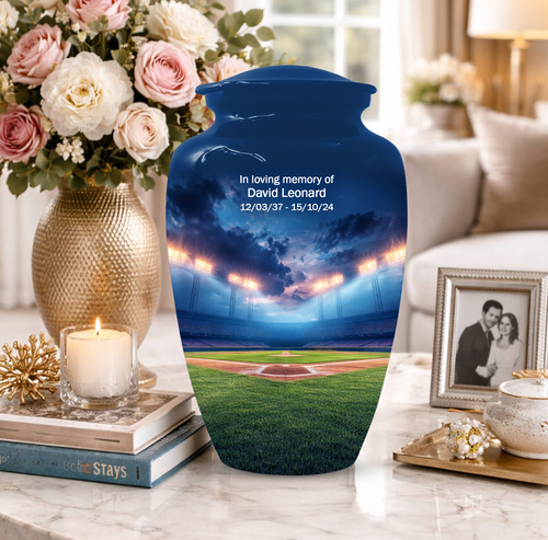 Baseball Urn for Ashes, Custom Baseball Memorial Urn, Stadium Cremation Urn