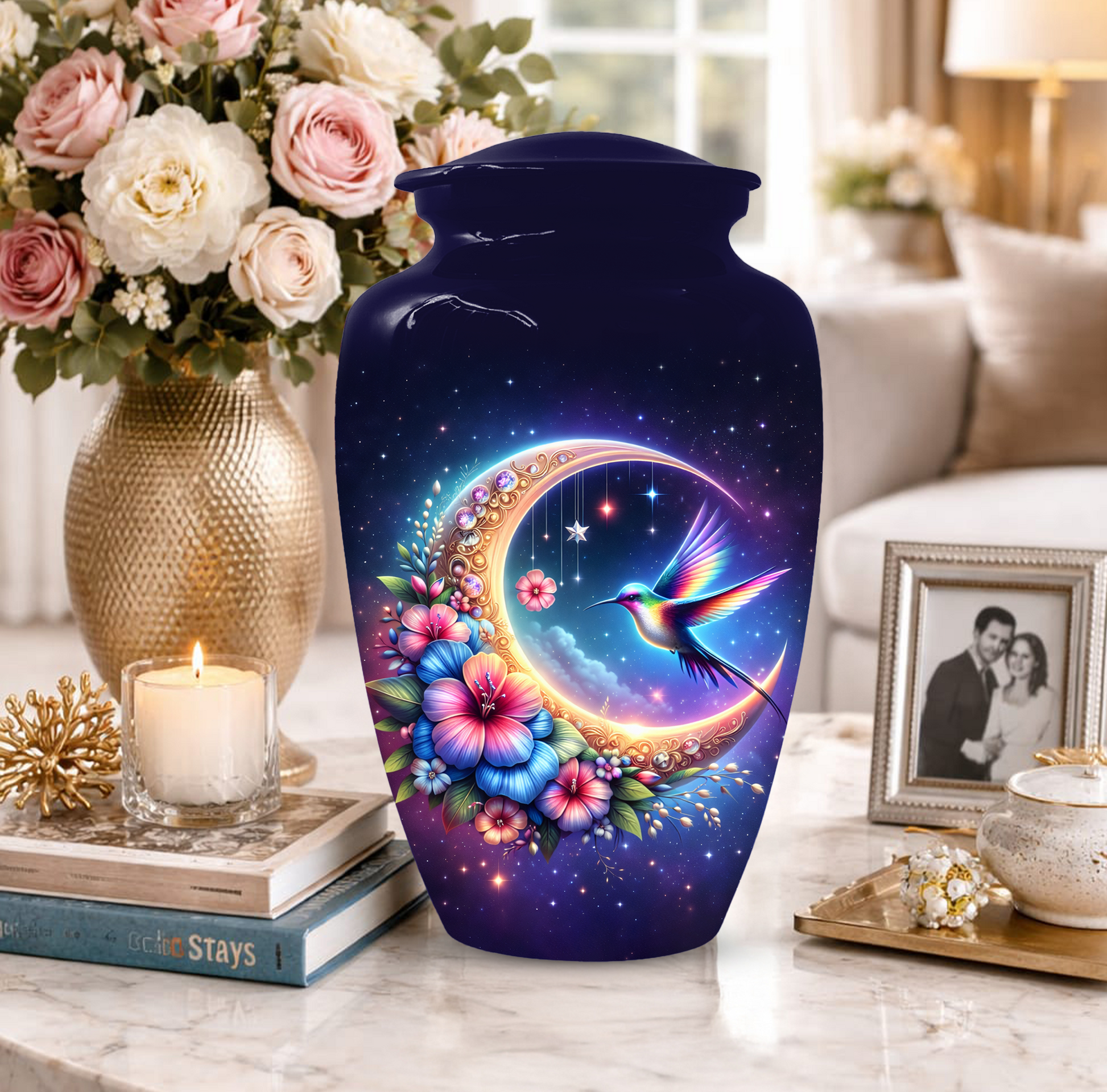 Hummingbird Cremation Urn for Ashes, Personalized Memorial Urn for Mom
