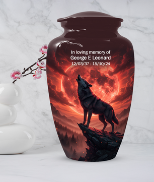 Wolf Urn for Dad – Custom Howling Wolf Cremation Urns for Ashes