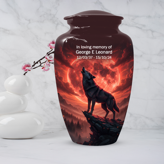 Wolf Urn for Dad – Custom Howling Wolf Cremation Urns for Ashes
