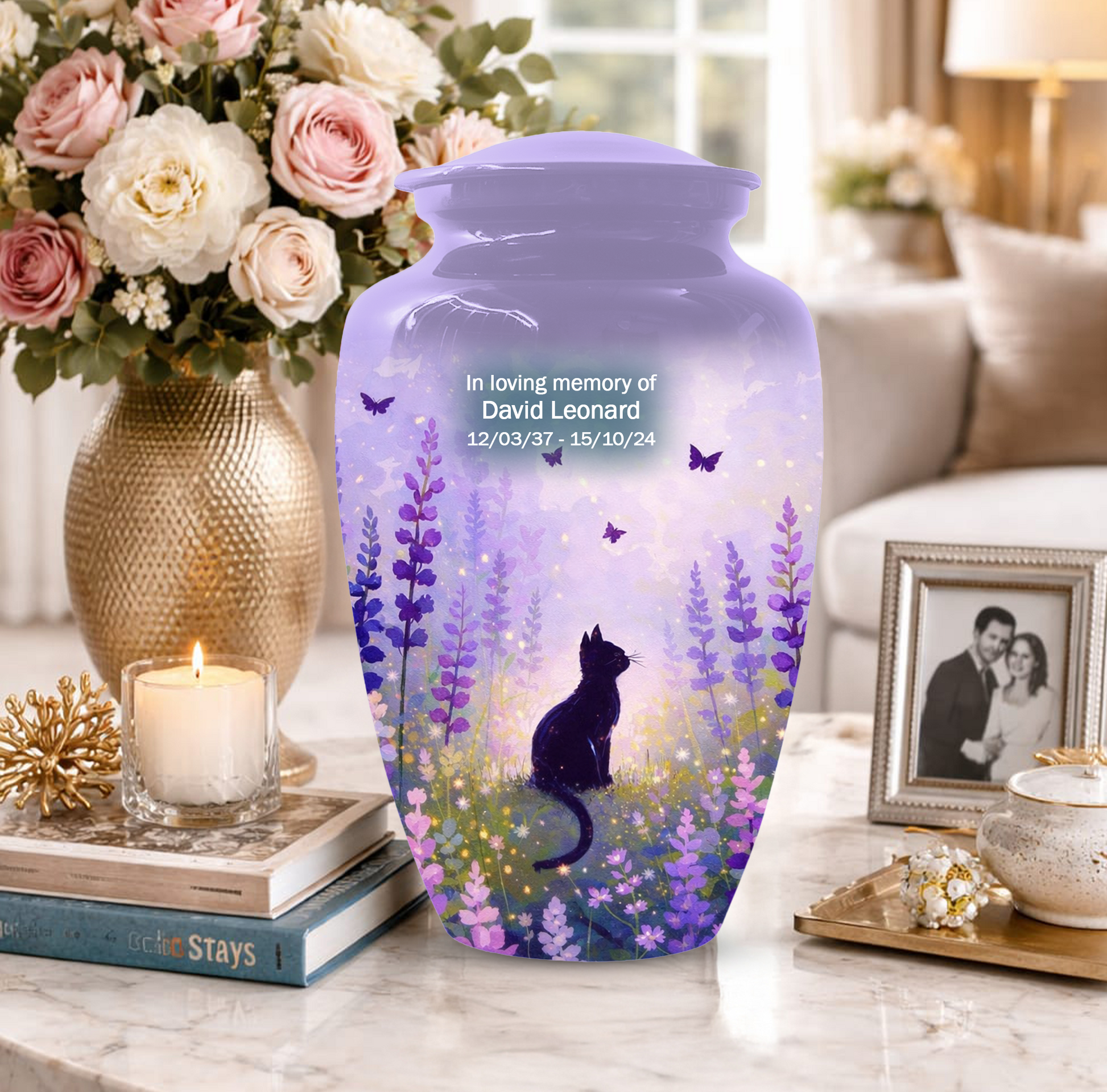 Cat Urn for Mom | Beautiful Cat Cremation  Large Urn for Mother|Funeral Urn for Human Ashes