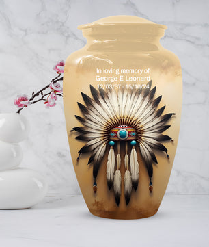 Native Urn for Human Ashes | Native American Inspired Adult Cremation Urn Memorial