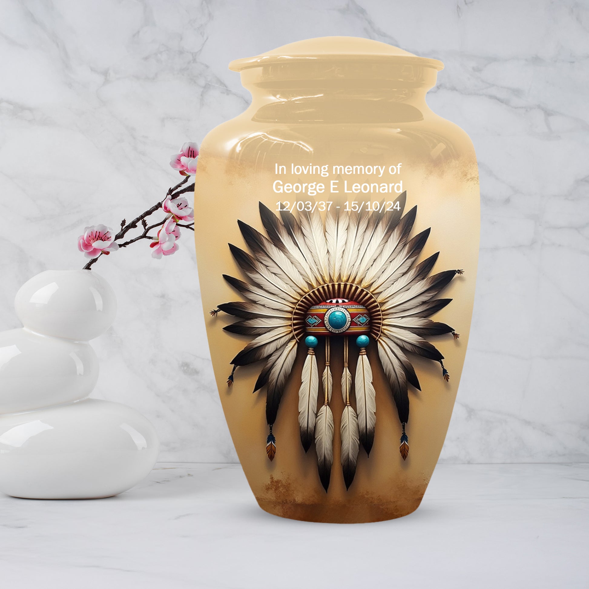 Native Urn for Human Ashes | Native American Inspired Adult Cremation Urn Memorial