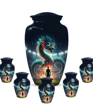 Dragon Soccer Urn for Human Ashes, Personalized Cremation Urn for Dad