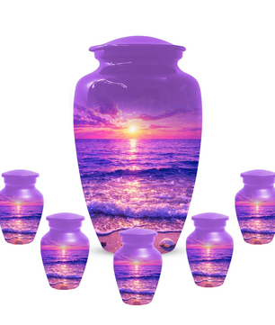 Personalized Ocean Sunset Cremation Urn | Adult, Large, Mini & Keepsake Urn for Human Ashes