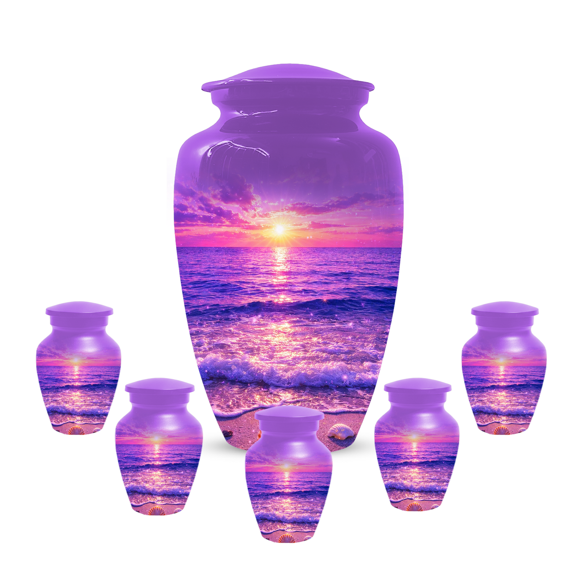 Personalized Ocean Sunset Cremation Urn | Adult, Large, Mini & Keepsake Urn for Human Ashes