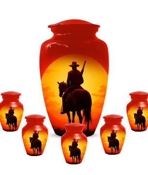 Cowboy Urn for Ashes | Western Horse Cremation Urn for Dad | Custom Funeral Cremation Urn for Men