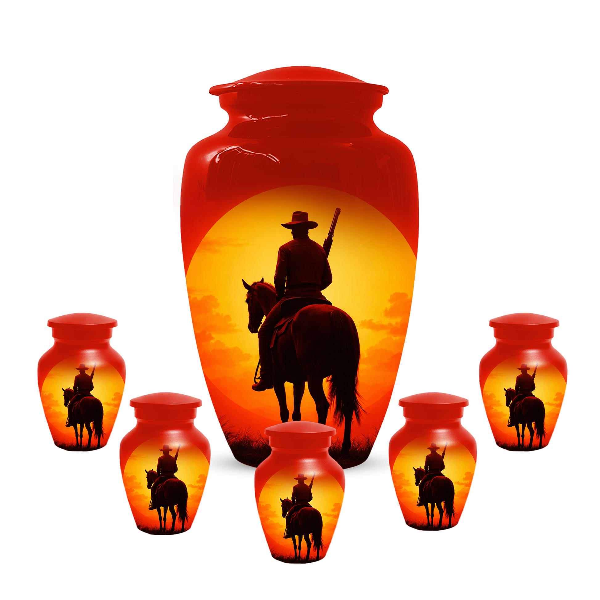 Cowboy Urn for Ashes | Western Horse Cremation Urn for Dad | Custom Funeral Cremation Urn for Men
