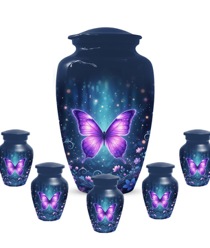 Purple Butterfly Urn for Ashes, Custom Butterfly Cremation Urn