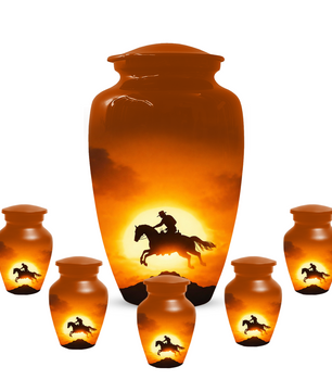 Western Cowboy Cremation Urn for Dad | Horse Memorial Urn for Human Ashes