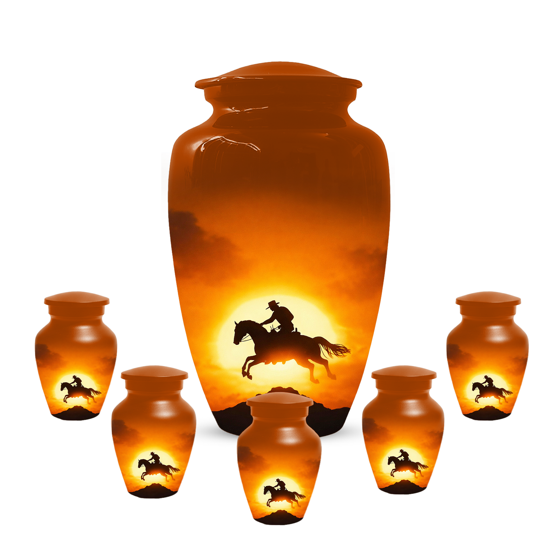 Western Cowboy Cremation Urn for Dad | Horse Memorial Urn for Human Ashes