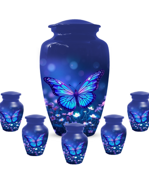 Blue Butterfly Urn for Ashes, Custom Butterfly Cremation Urn
