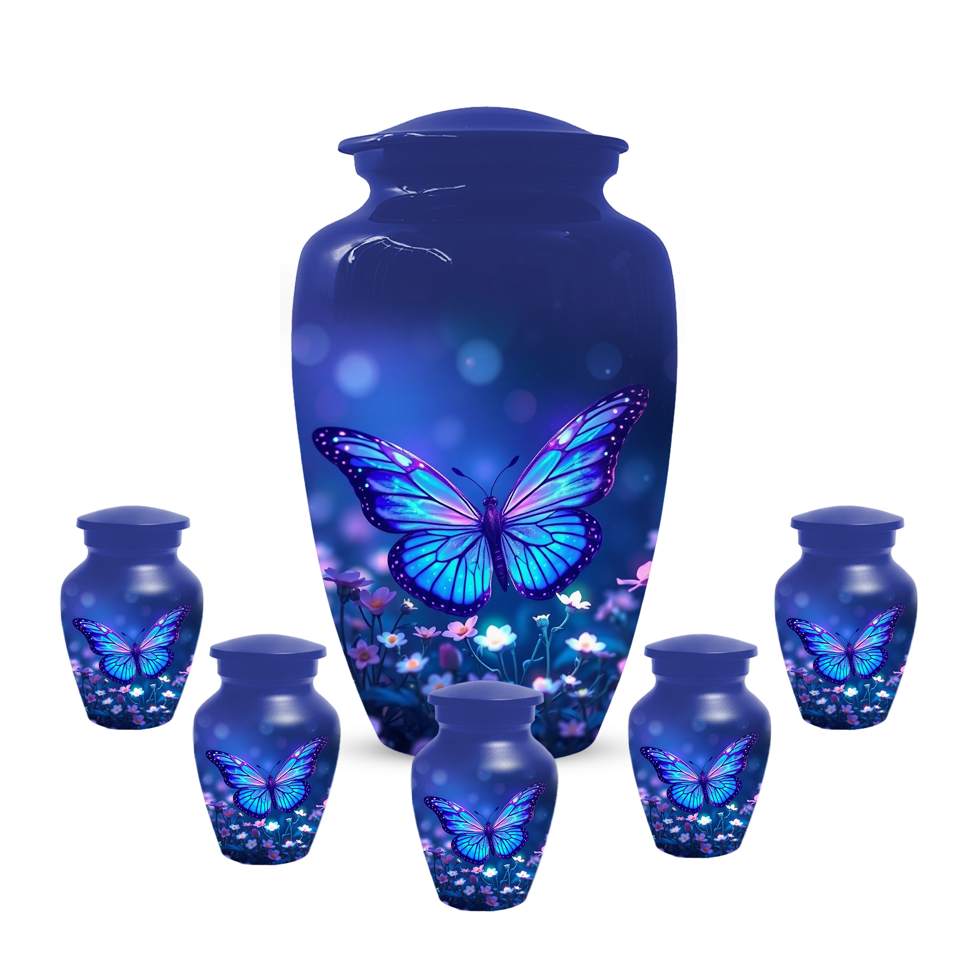 Blue Butterfly Urn for Ashes, Custom Butterfly Cremation Urn