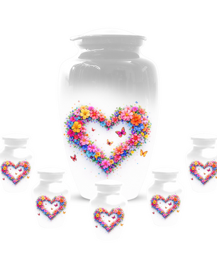 Butterfly Heart Urn for Ashes, Custom Floral Cremation Urn for Mom