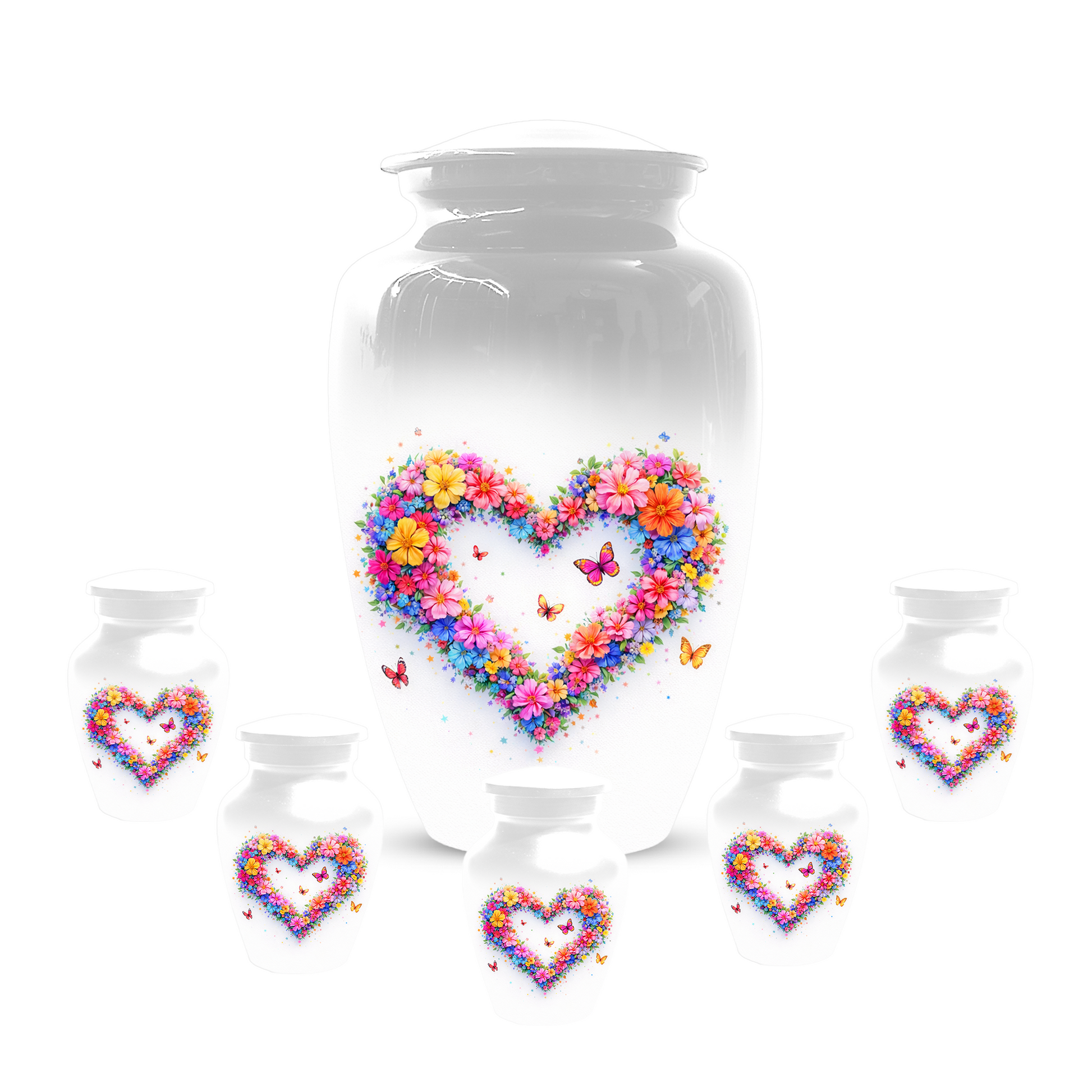 Butterfly Heart Urn for Ashes, Custom Floral Cremation Urn for Mom