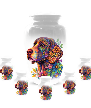Personalized Dog Cremation Urn for Ashes | Custom Pet Memorial Urn | Colorful Floral Dog Urn |
