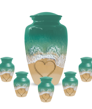 Beach Urn for Ashes, Custom Ocean Cremation Urn, Heart in Sand Memorial Urn
