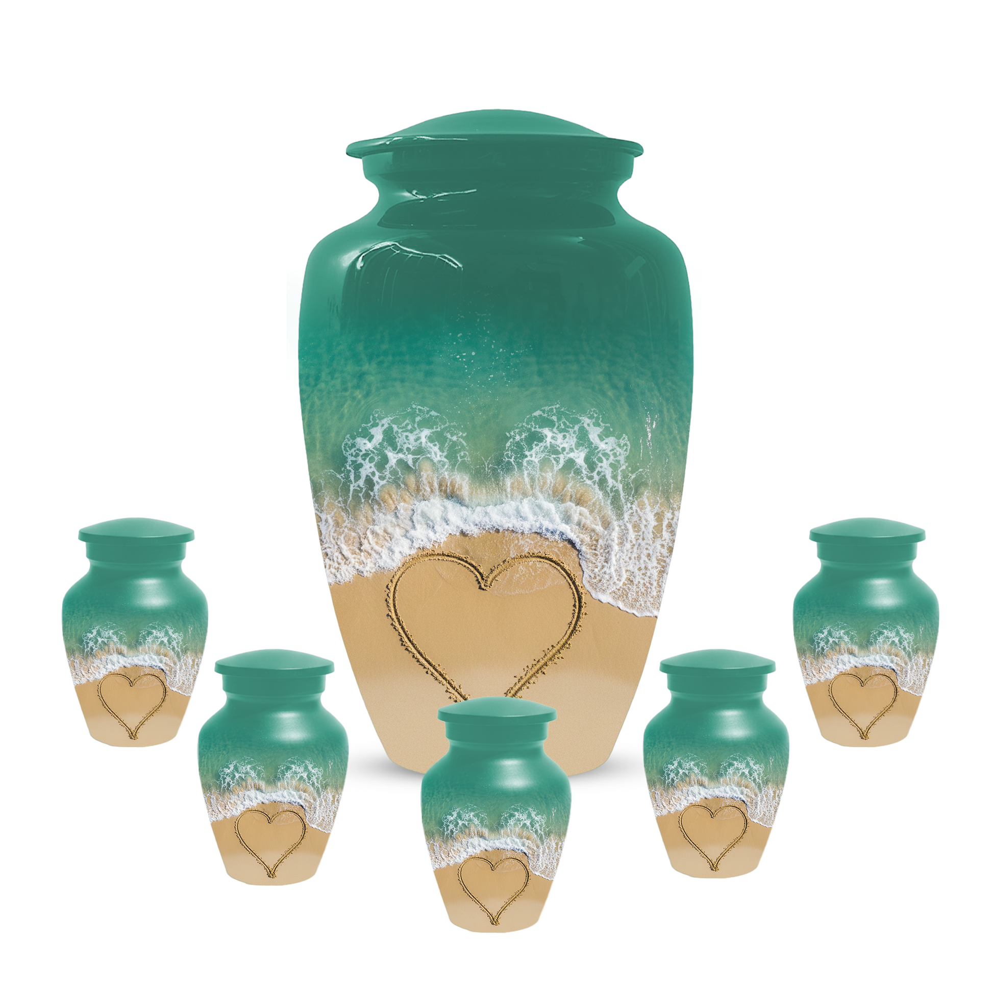 Beach Urn for Ashes, Custom Ocean Cremation Urn, Heart in Sand Memorial Urn