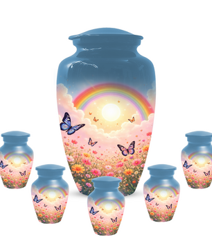 Rainbow Butterfly Urn for Ashes, Custom Memorial Cremation Urn