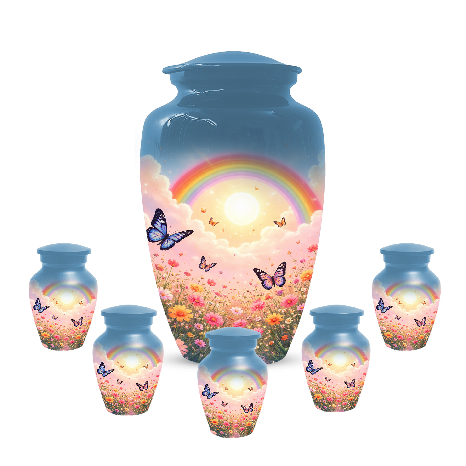 Rainbow Butterfly Urn for Ashes, Custom Memorial Cremation Urn