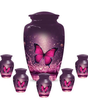 Personalized Pink Butterfly Cremation Urn for Ashes | Memorial Urn for Mom