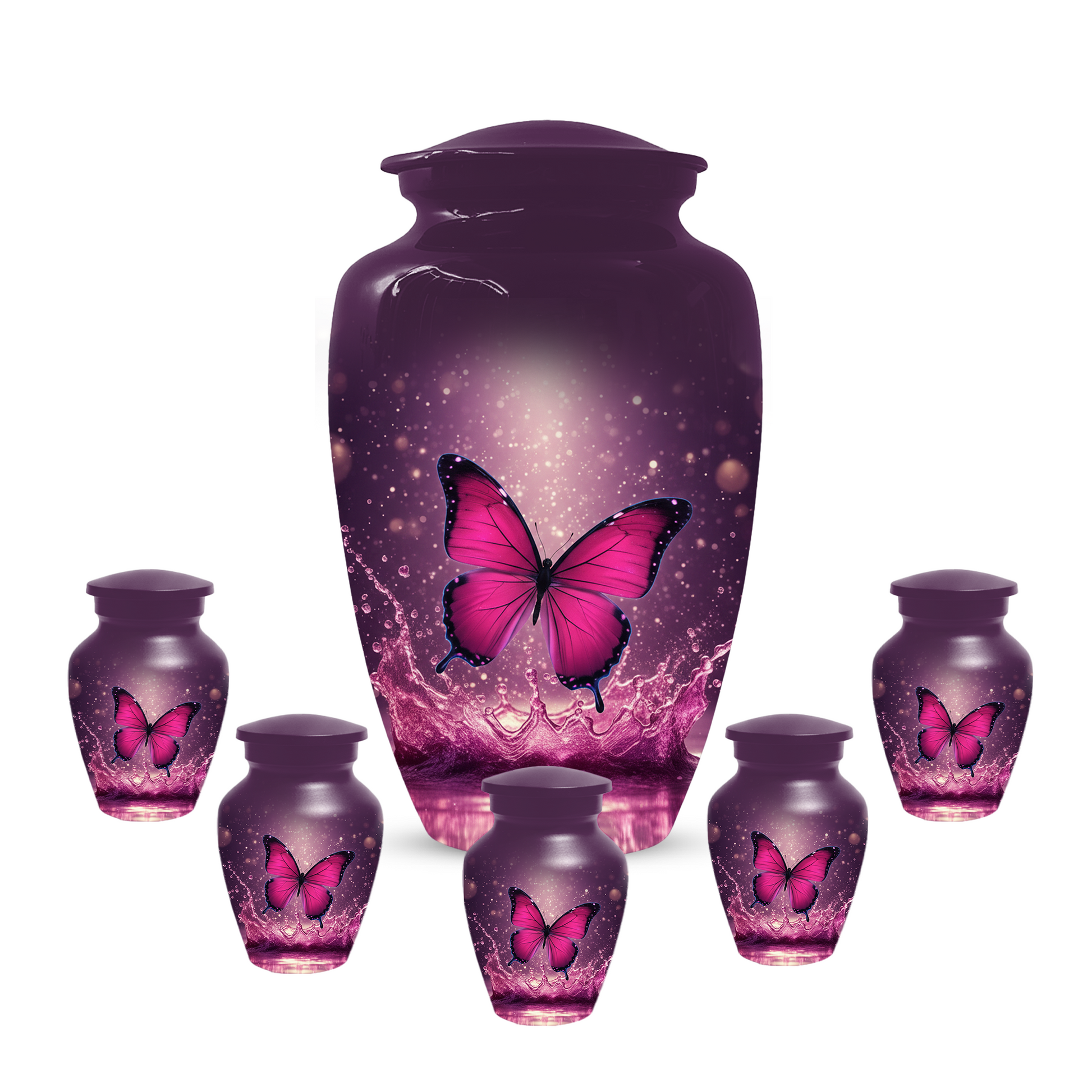 Personalized Pink Butterfly Cremation Urn for Ashes | Memorial Urn for Mom
