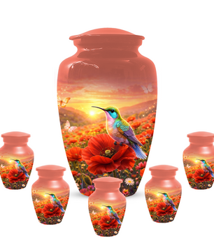 Hummingbird Urn for Ashes, Custom Cremation Urn for Mom, Floral Memorial Urn for Women,
