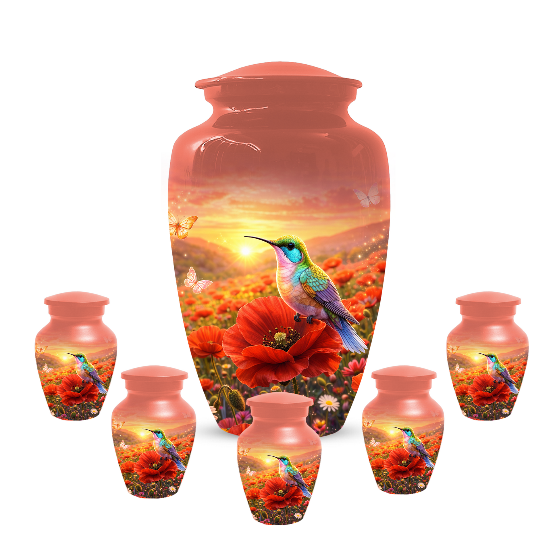 Hummingbird Urn for Ashes, Custom Cremation Urn for Mom, Floral Memorial Urn for Women,