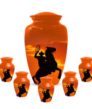 Personalized Cowboy Urn for Ashes | Western Horse Cremation Urn for Dad