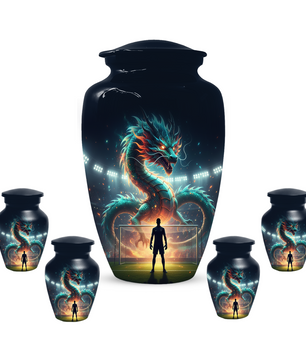 Dragon Soccer Urn for Human Ashes, Personalized Cremation Urn for Dad