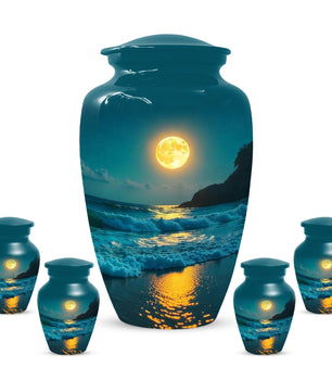 Ocean Moon Cremation Urn for Adult Ashes | Peaceful Beach Memorial Urn
