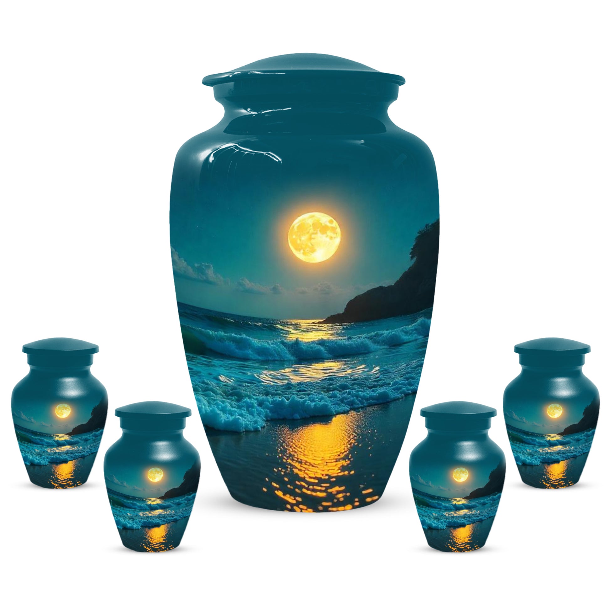 Ocean Moon Cremation Urn for Adult Ashes | Peaceful Beach Memorial Urn
