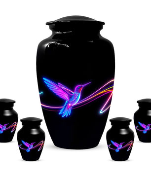 Personalized Neon Hummingbird Urn for Ashes – Modern Custom Adult Cremation Urn,