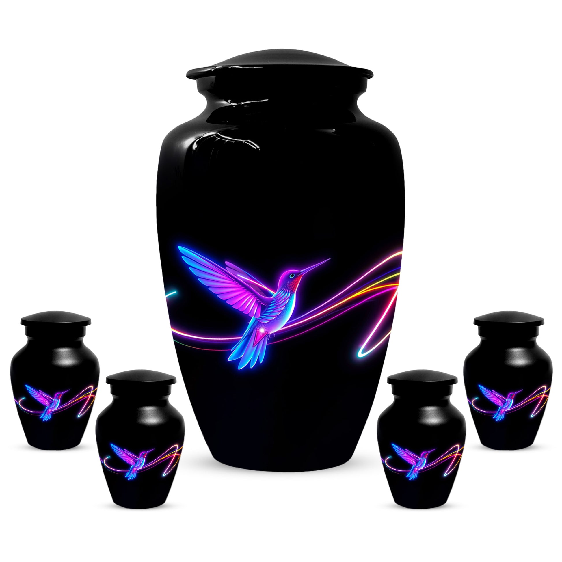 Personalized Neon Hummingbird Urn for Ashes – Modern Custom Adult Cremation Urn,