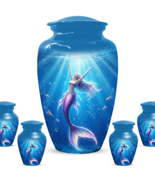 Ocean Mermaid Urn for Mom – Personalized  Memorial Urns for Female