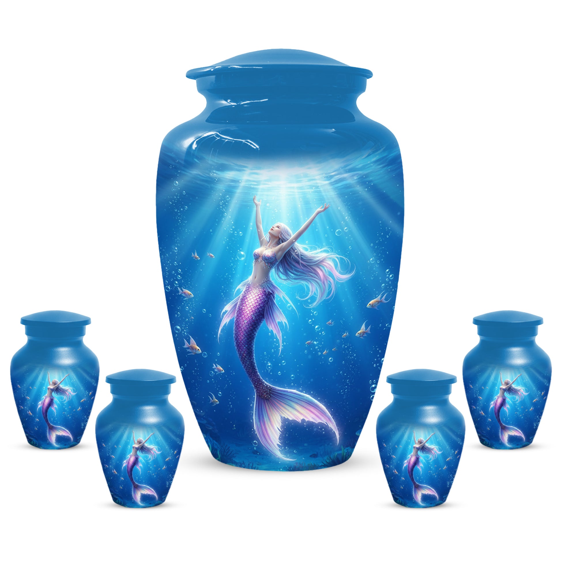 Ocean Mermaid Urn for Mom – Personalized  Memorial Urns for Female
