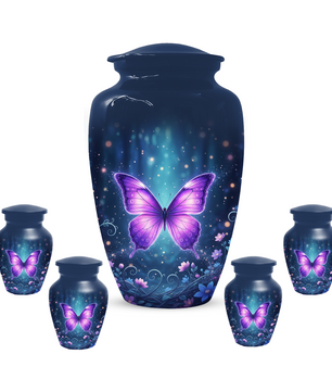 Purple Butterfly Urn for Ashes, Custom Butterfly Cremation Urn