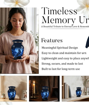 Personalized Adult Cremation Urn for Ashes, Custom Blue Wolf Moon Memorial Urn, Wildlife Cremation Urn