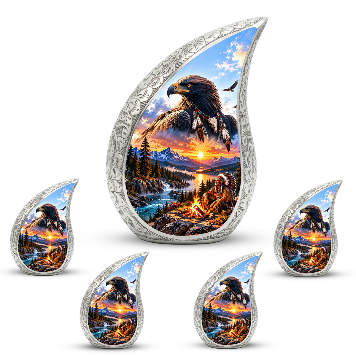 Eagle Adult Urn for Ashes, Native American Eagle Cremation Urn for Human Ashes