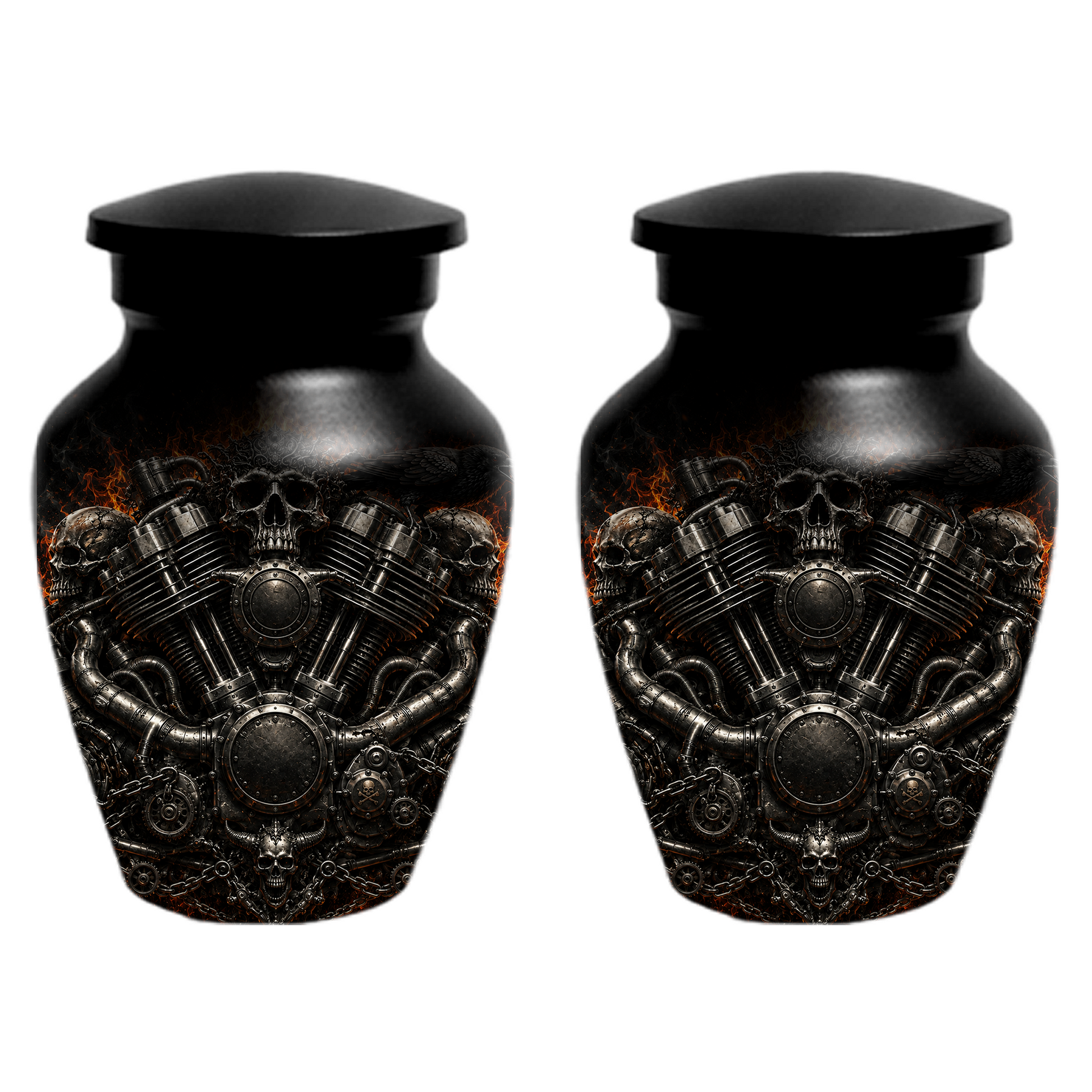 Skull Biker Urn for Ashes -  Personalized Motorcycle Memorial for Dad