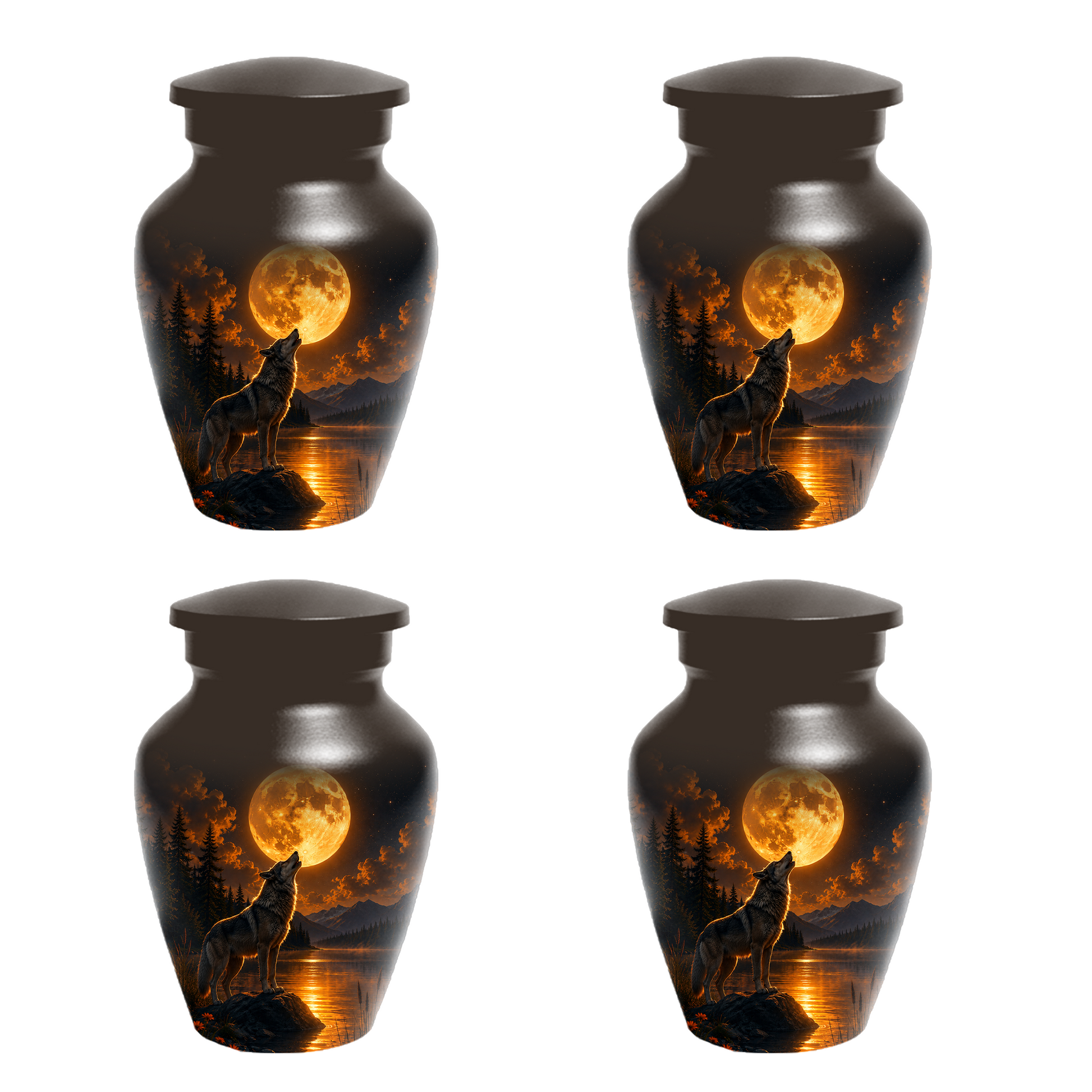 Wolf Cremation Urn for Dad - Mountain Lake Memorial Large Keepsake Urns