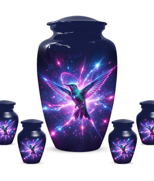 Humming Bird with Blue Urn for Human Ashes | Blue Hummingbird Adult Cremation Urn