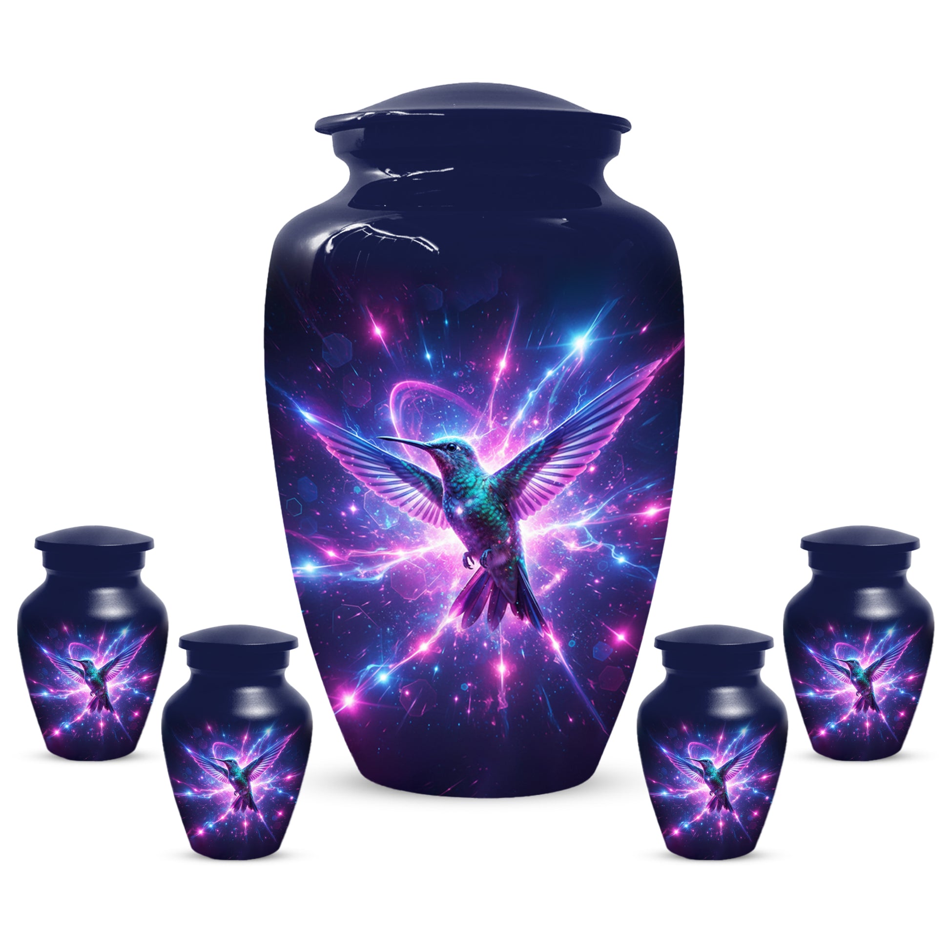 Humming Bird with Blue Urn for Human Ashes | Blue Hummingbird Adult Cremation Urn