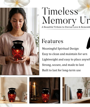 Red Rose Cremation Urn – Elegant Adult Memorial Urn for Ashes with Celestial Rose Design