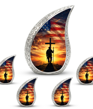 Military Cross Urn for Dad | Patriotic Cremation Urn for Adult Male Ashes