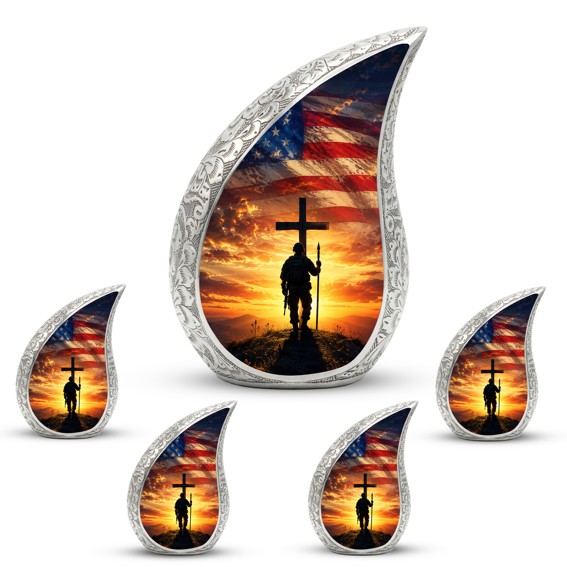 Military Cross Urn for Dad | Patriotic Cremation Urn for Adult Male Ashes